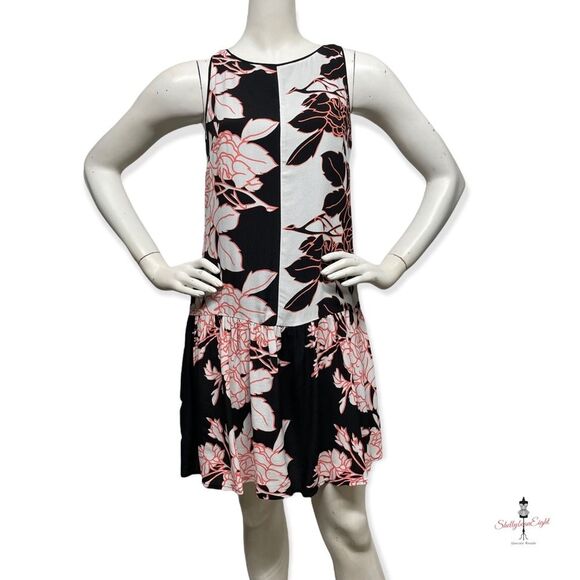 ANTHROPOLOGIE Maeve Photoflora Color Block Mixed Print Floral Dress 0 2 XS CuTE! - Picture 6 of 16